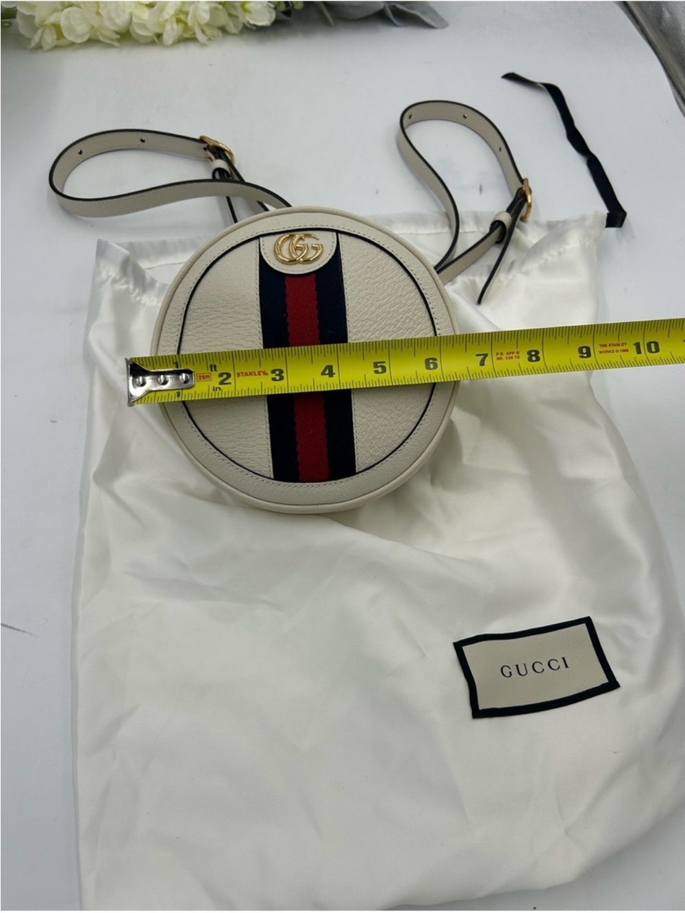 Gucci, Ophidia, mini round backpack featuring iconic gold tone double G logo NWT - Picture 9 of 13